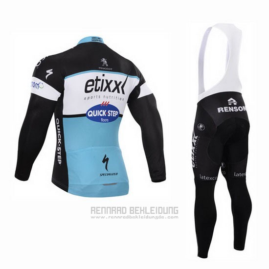 2015 Fahrradbekleidung Etixx Quick Step Shwarz und Wei Trikot Langarm und Tragerhose